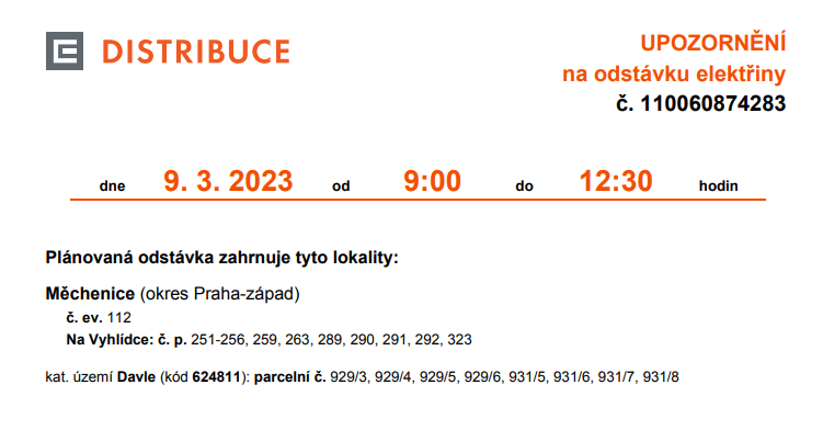 odstávka