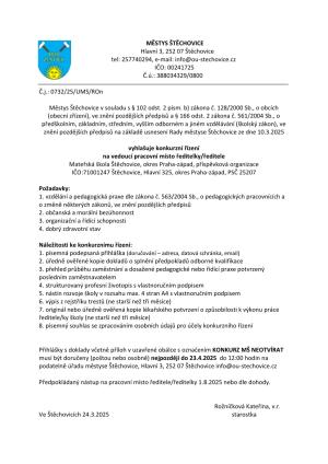 Konkurz na vedoucí pracovní místo ředitele/ředitelky  1